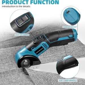 4V Cordless Electric Scissors Heavy Duty Cardboard, Fabric, Leather & Carpet Cutter with Brushless Motor & USB-C Charging, Includes 2 Tungsten Blades Tool Kit for DIY, Crafting, Industrial Use 15 4V Cordless Electric Scissors Heavy Duty Cardboard, Fabric, Leather & Carpet Cutter with Brushless Motor & USB-C Charging, Includes 2 Tungsten Blades Tool Kit for DIY, Crafting, Industrial Use - Image 5