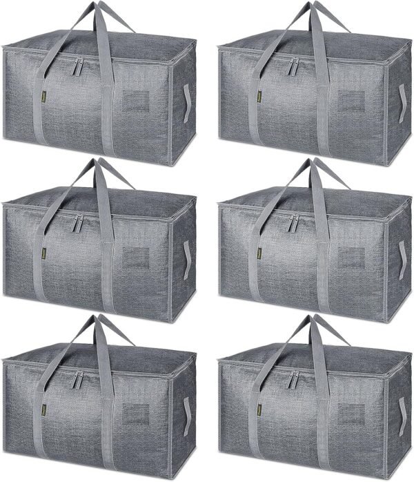 BALEINE 6-Pack Oversized Moving Bags with Reinforced Handles, Heavy-Duty Storage Tote for Clothes, Moving Supplies (Winter Grey, 6-Pack) 2 91RUyXHe7HL. AC SL1500