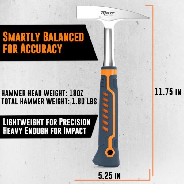 Mutt Tools 18oz Sheet Metal Hammer - Professional Tinners Hammer for Metal Shaping - Forged HVAC Hammer with Ergonomic Handle for Duct Work & Sheet Metal Projects 6 91UrgoFaaqL. AC SL1500