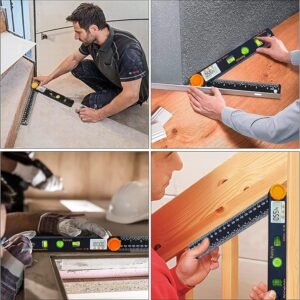 Rainyb Digital Angle Finder Tool 7inch 0-360 degree LED Digital Protractor with Horizontal Vertical Bubble Levels and Ruler Meter Accurate Tools for Carpenters,Woodworkers,Fabricators - Image 8