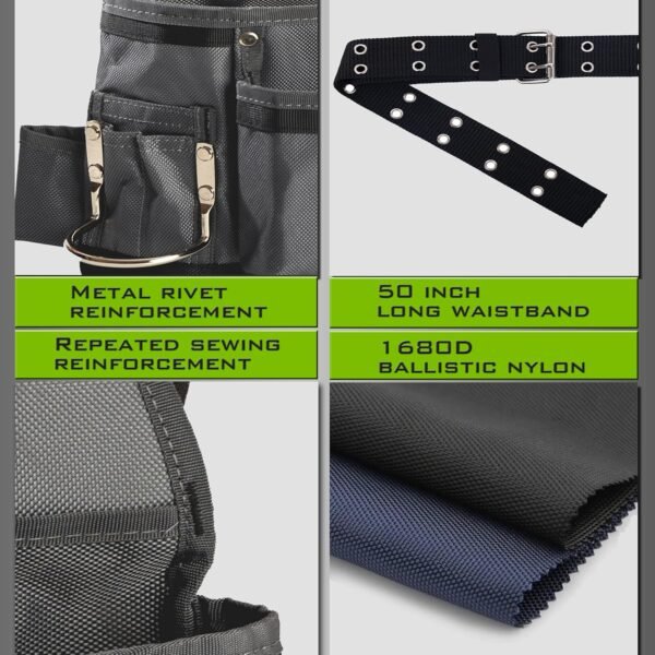 Small Tool Belt Pouches,Tool Belts for men,magnetic tool belt,11-Pockets,Electrician Construction,Carpentry.Heavy Duty nylon belt with metal buckle.1680D Oxford. 5 91WueLmh+TL. AC SL1500