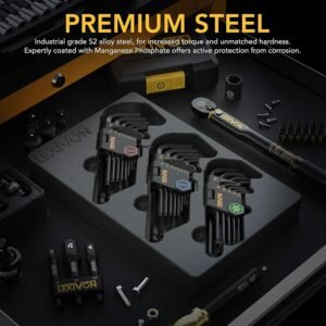 LEXIVON Master Wrench Key Set, 35-Piece Long Arm Ball End Hex Keys | 3-Pack Metric/SAE & Star, Industrial Grade S2 Alloy Steel (LX-131) - Image 3