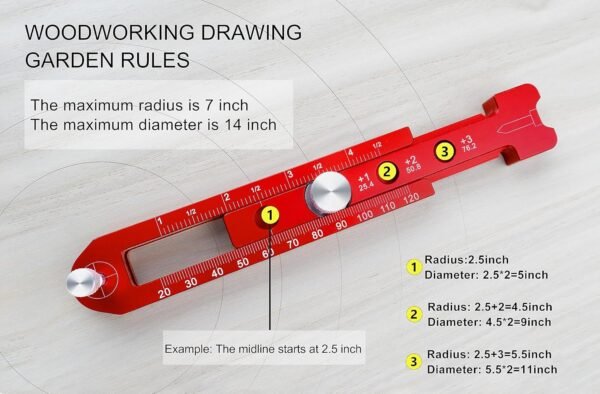 Woodworking Compass Scriber, Portable Aluminum Alloy Woodworking Compass Tool, Adjustable Metric/Inch Arc Drawing Ruler Circle Drawing Ruler Marking Gauge Circle Marking Tool (mini) 5 91Zatw9HkyL. SL1500