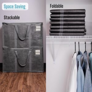 VENO 8 Pack Moving Bags, Heavy Duty, Moving Boxes Alternative, Packing Storage Supplies for Dorm Room Essentials with Zipper for Clothes, Extra Large Totes for Packaging (Dark Gray, 8 Pack) - Image 7