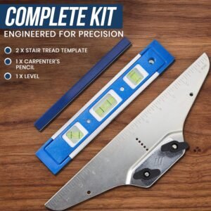 Staircision Stair Tread Template Tool - Stair Gauge Set with Carpenter Pencil and Level for Extra Precision - Solid Metal Stairs Jig for Accurately Measuring Angle and Length - Image 5