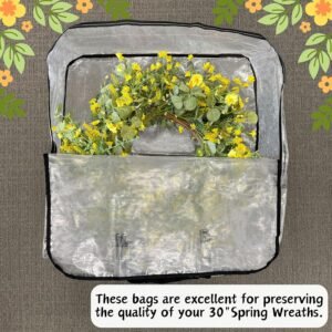 VENO 4 Pack Wreath Storage Bag, Summer, Christmas Decoration Garland Container, 30 Inch Clear Door Wreath Organizers, Moving Boxes, Packing Supplies for College (Square - 4 Pack) - Image 7