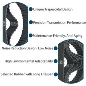 180L Rubber Timing Belt 10mm Width, 5-Pack - High Precision Transmission Belt for CNC Machinery, 3D Printers, Textile Equipment - Image 4