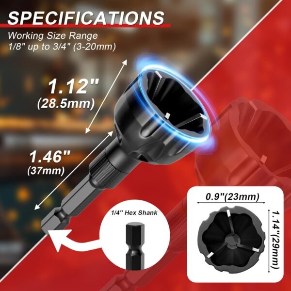 2-Pack Deburring External Chamfer Tool with Tungsten Carbide Blades, Bolt Thread Repair & Burr Removal for Metal, PVC, Wood, 3D Printing - 1/8"-3/4" (3-20mm) - Quick-Release 1/4" Hex Shank 4 1763386231 71ojE1XRM1L. SL1500