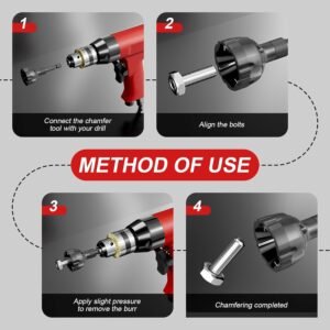 2-Pack Deburring External Chamfer Tool with Tungsten Carbide Blades, Bolt Thread Repair & Burr Removal for Metal, PVC, Wood, 3D Printing - 1/8"-3/4" (3-20mm) - Quick-Release 1/4" Hex Shank 16 2-Pack Deburring External Chamfer Tool with Tungsten Carbide Blades, Bolt Thread Repair & Burr Removal for Metal, PVC, Wood, 3D Printing - 1/8"-3/4" (3-20mm) - Quick-Release 1/4" Hex Shank - Image 8