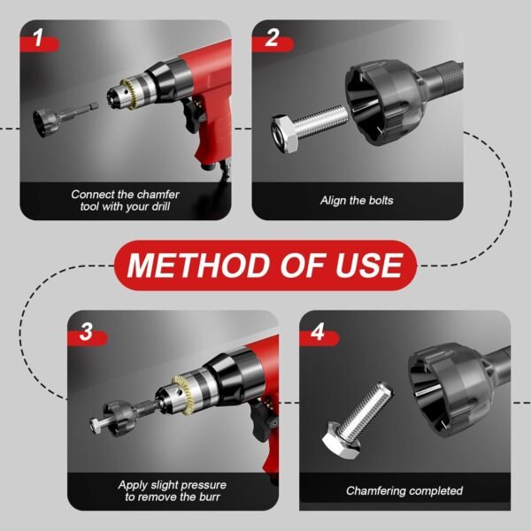 2-Pack Deburring External Chamfer Tool with Tungsten Carbide Blades, Bolt Thread Repair & Burr Removal for Metal, PVC, Wood, 3D Printing - 1/8"-3/4" (3-20mm) - Quick-Release 1/4" Hex Shank 8 1763386241 71BNMAldJbL. SL1500
