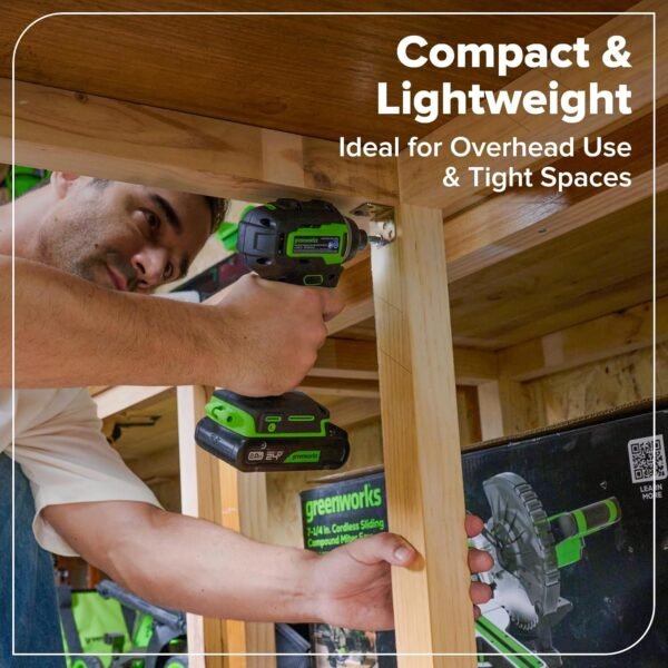 GREENWORKS 24V (4-TOOL) Combo (1/2” Drill + 1/4” Impact Driver + 6.5” Circular Saw + 200Lm Flashlight), 4.0Ah + 2.0Ah Batteries (24,000mAh Power Bank), (2) Braided Cables, 65W Rapid Charger 17 1764059912 81Uj9M06rAL. AC SL1500