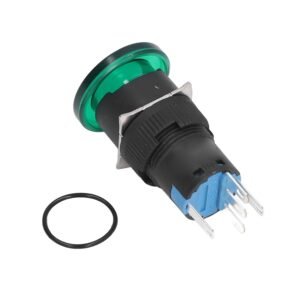 25Pcs Button Switch Mushroom Head Self Locking Push Buttons with Green Light for Textile Equipment Industrial Machinery (AC/DC12V) - Image 7
