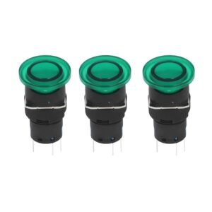 25Pcs Button Switch Mushroom Head Self Locking Push Buttons with Green Light for Textile Equipment Industrial Machinery (AC/DC12V) - Image 9