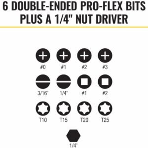 Klein Tools 32313HD 13-in-1 Multi-bit Ratcheting Screwdriver, Double-Ended Impact Bit Set, 12 Impact Driver Bits and 1/4-Inch Nut Driver - Image 4