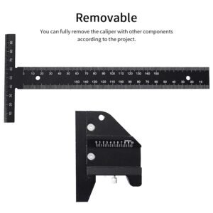 Woodworking Scriber, T Shaped Woodworking Multifunctional Ruler, Aluminum Alloy Marking Measuring Gauge DIY Carpentry Tool - Metric - Image 5