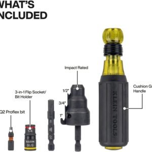 Klein Tools 85191HD Flip Socket Conduit Reamer Driver, 3-in-1 Impact-Rated Tool for 1/2-Inch, 3/4-Inch, 1-Inch Conduit, Integrated Quick-Connect Handle with Magnetic Bit Holder 10 Klein Tools 85191HD Flip Socket Conduit Reamer Driver, 3-in-1 Impact-Rated Tool for 1/2-Inch, 3/4-Inch, 1-Inch Conduit, Integrated Quick-Connect Handle with Magnetic Bit Holder - Image 3