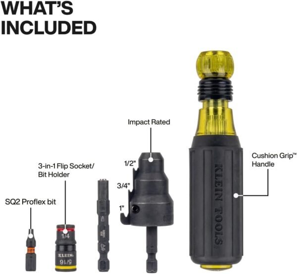 Klein Tools 85191HD Flip Socket Conduit Reamer Driver, 3-in-1 Impact-Rated Tool for 1/2-Inch, 3/4-Inch, 1-Inch Conduit, Integrated Quick-Connect Handle with Magnetic Bit Holder 3 51Zuwh26+LL. AC SL1000