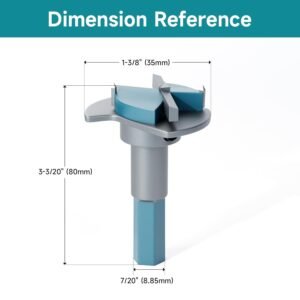 1-3/8 Inch Adjustable Hole Positioner, Hex Shank Carbide Tipped Forstner Drill Bit, Hole Saw Milling Cutter, with a L-Wrench, Woodworking Hinge Cutter Tools for Wood Plywood Hard Wood MDF - Image 5