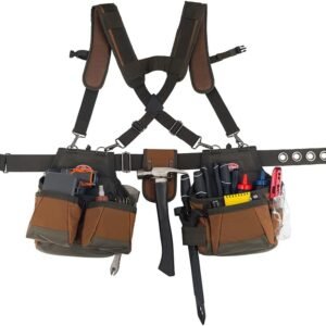 Bucket Boss - AirLift Tool Belt with Suspenders, Tool Belts - Original Series (50100) with 12 pockets, Brown , 52 Inch - Image 6