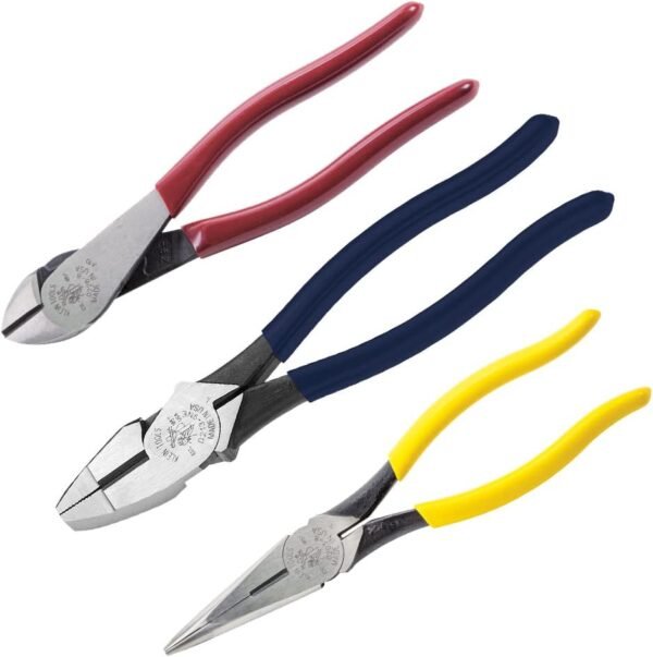 Klein Tools 80020 Plier Set, Made in USA, Lineman's Pliers, Diagonal Cutters, and Needle Nose Pliers, Induction Hardened Knives, 3-Piece 2 51kqQEiBSnL. AC SL1000
