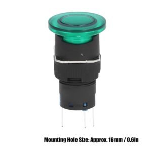 25Pcs Button Switch Mushroom Head Self Locking Push Buttons with Green Light for Textile Equipment Industrial Machinery (AC/DC12V) - Image 3