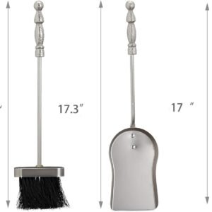 Lizh Metalwork Medieval Knight Fireplace Tools Set,Heavy Duty Fireplace Accessories,Cast Iron Knights Templars Fireplace Tools,Teutonic Knights Fireplace Decor,Silver - Image 4