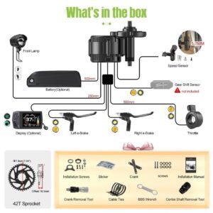BAFANG Mid Drive Motor Kit - 750W/1000W/500W Ebike Conversion Kit for Mountain/Road/City Bikes, Upgraded BBS02B BBS-HD CAN Bus System with Digital Display &Ebike Battery (Fits 68-73mm/100mm/120mm BB) - Image 8
