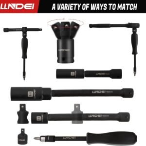 LLNDEI 3/8”Drive Impact Socket Set,Standard SAE(5/16 to 3/4-Inch) Metric Size(8-22mm), 95 Piece, CR-V Steel Deep&Shallow Kit, Adapters, Ratchet Handle, Screwdriver Bit Set, Spark Plug Socket, 6 Point - Image 9