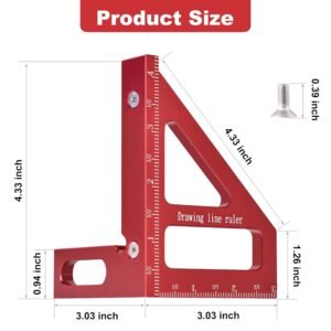Aleric Imperial 3D Multi Angle Measuring Ruler, High Precision 45/90 Degree Woodworking Tools Aluminum Alloy Miter Triangle Ruler Measuring Tools for Engineer Carpenters - Image 3