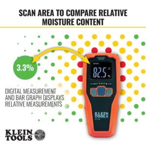 Klein Tools ET140 Pinless Moisture Meter for Non-Destructive Moisture Detection in Drywall, Wood, and Masonry; Detects up to 3/4-Inch Below Surface 19 Klein Tools ET140 Pinless Moisture Meter for Non-Destructive Moisture Detection in Drywall, Wood, and Masonry; Detects up to 3/4-Inch Below Surface - Image 5