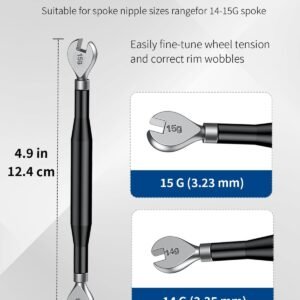 Pawfly Bike Spoke Wrenches, Bike Spoke Tool Kit with 3 Bicycle Tire Levers, Bicycle Spoke Wrench Tools, Bicycle Rim Truing Tool Set, Bike Rim Correct Kit, 8-Piece Bike Repair Tool Kit - Image 5