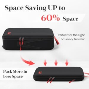 11 Set Compression Packing Cubes for Travel, Waterproof Organizer Set with Hanging Underwear & Toiletry Bag, Shoe/Boot Bag, Hair Tools Organizer, Laundry Bag & Digital Pouch (Black) - Image 3