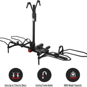 Hollywood Racks Sport Rider 2" Hitch Bike Rack, Carries 2 Bikes up to 80 lbs Each for Standard, Fat Tire and Electric Bicycles - Heavy Duty, Foldable Ebike Rack for Car, Truck, and SUV - Image 3