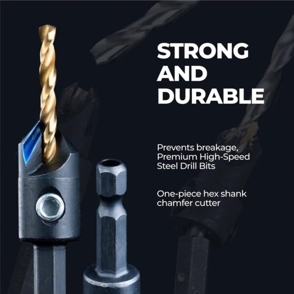 toolant Countersink Drill Bit Set,5Pcs Counter Sink Drill Bit Set for Wood,#4, #6, #8, #10, #12, High-Speed Steel 5 Spare Bits Adjustable for Woodworking and Carpentry, Pilot Screw Hole Set 5 61C99zcWN2L. SL1500