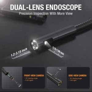 Teslong Inspection Camera, Dual Lens Borescope Camera with Light, NTS300 5" IPS Industrial Endoscope, 1080P Waterproof Flexible Mechanic Fiber Optic Snake Scope Cam for Wall Automotive Engine (16.5FT) 13 Teslong Inspection Camera, Dual Lens Borescope Camera with Light, NTS300 5" IPS Industrial Endoscope, 1080P Waterproof Flexible Mechanic Fiber Optic Snake Scope Cam for Wall Automotive Engine (16.5FT) - Image 3