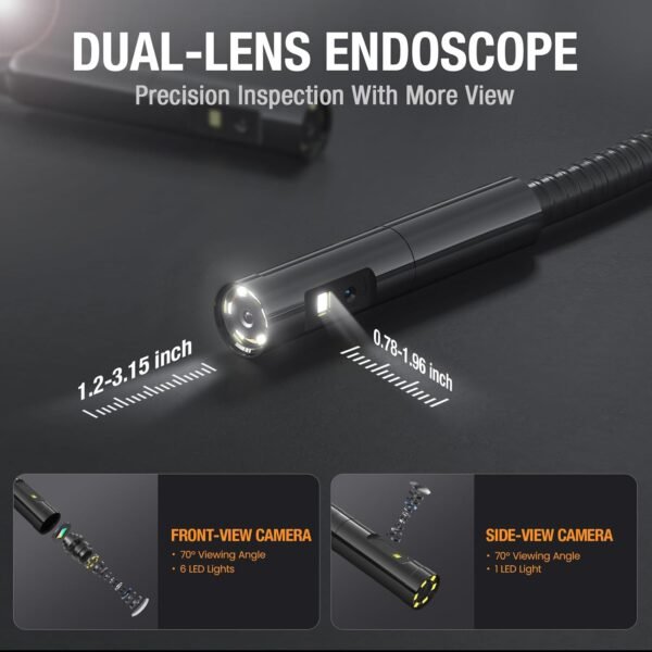 Teslong Inspection Camera, Dual Lens Borescope Camera with Light, NTS300 5" IPS Industrial Endoscope, 1080P Waterproof Flexible Mechanic Fiber Optic Snake Scope Cam for Wall Automotive Engine (16.5FT) 3 61IJqyqBVCL. SL1500