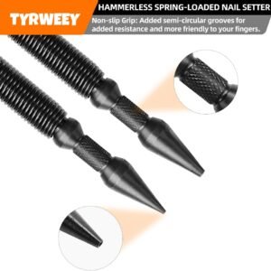 2-Piece Nail Setter Dual Head Nail Set, Dual Head Nail Setter, Spring Loaded Center Hole Punch, Hand Tool for Metal or Wood, Nail Setter Features 1/16-in, 1/32-in, 1/8-in, 3/32-in - Image 5