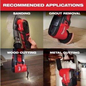 Milwaukee 2626-20 M18 18V Lithium Ion Cordless 18,000 OPM Orbiting Multi Tool with Woodcutting Blades and Sanding Pad with Sheets Included (Battery Not Included, Power Tool Only) - Image 4