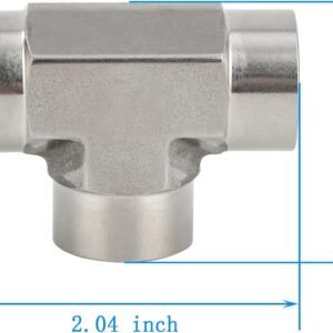 Metalwork 304 Stainless Steel Pipe Fitting Forged Tee 1/4" NPT Female 2 Pcs - Image 3