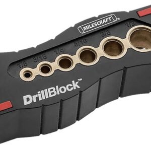 Milescraft 1312 Drill Block - Handheld Drilling Guide, Drilling Jig with Drill Guides for 6 of the Most Common Imperial Drill Bit Sizes, Precision Drilling Tool Accessory 8 Milescraft 1312 Drill Block - Handheld Drilling Guide, Drilling Jig with Drill Guides for 6 of the Most Common Imperial Drill Bit Sizes, Precision Drilling Tool Accessory - Image 2