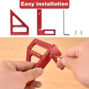 Aleric Imperial 3D Multi Angle Measuring Ruler, High Precision 45/90 Degree Woodworking Tools Aluminum Alloy Miter Triangle Ruler Measuring Tools for Engineer Carpenters - Image 6