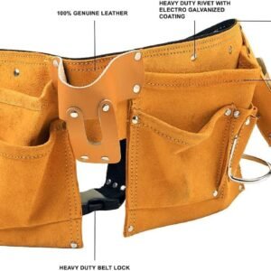Halloween Costume Gift for Men – Leather Tool Belt, Carpenter & Construction Pouch, Framers, Handyman, Electrician – Brown, Adjustable 33''–48 - Image 5