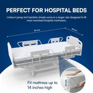 Linteum Textile Supply Bariatric Jersey Knit Fitted Sheets, 42"x84"x14" – 4 Pack – Soft Cotton Blend Hospital Bed Sheets for Nursing Homes, Assisted Living & Healthcare Use – White - Image 5