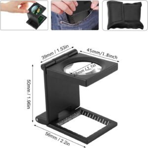 Rongon Pocket Magnifying Glasses Three-Folding Magnifier 10X 28MM Zinc Alloy Small Loupe Mini Magnifying Glass with Scale for Jewelry Sewing Textile Optical Thread Collection Repair - Image 3