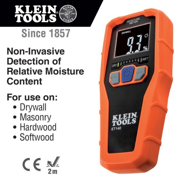 Klein Tools ET140 Pinless Moisture Meter for Non-Destructive Moisture Detection in Drywall, Wood, and Masonry; Detects up to 3/4-Inch Below Surface 3 61ebPVNj+GL. SL1000