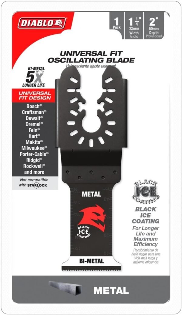 Diablo Steel Demon Universal Fit Bi-Metal Oscillating Tool Blade for Metal - 1-1/4" Cutting Width, 2" Cutting Depth, 2-Pack - DOU125BF3 3 61feUVTJE9L. AC SL1500