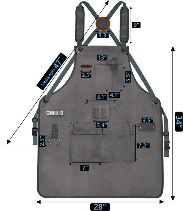 Woodworking Apron for Men, Shop Apron 20 oz Canvas Work Apron with 9 Tool Pockets, Heavy Duty Wood Working Workshop Bib Apron for Carpenter Woodworker Blacksmith, Men Gift, Adjustable to S- 3XL, Grey 7 61gpzniR+eL. AC SL1500