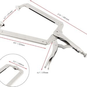 JOIKIT 3PCS 18 Inch C-Clamp Locking Pliers, Welding Pliers Set, Large Face C Clamp with Swivel Pads, Vise Grip C-Clamp for Woodworking Carpentry, Welding, Electrical Equipment - Image 3