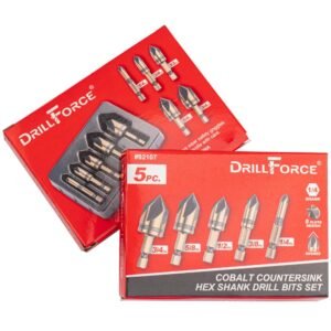 Cobalt Countersink Drill Bits Set(5PCS), M35 HSSCO 82 Degree 5 Flutes,1/4 Inch Quick Change Hex Shank for Stainless Steel, Metal, Wood, Carbon Steel 1/4'' 3/8'' 1/2'' 5/8'' 3/4'' - Image 3