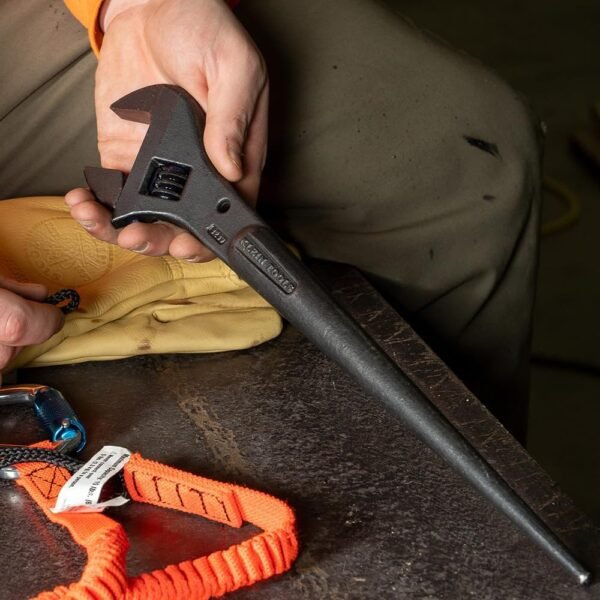 Klein Tools 3227 Extra Wide Adjustable Wrench, Made in USA, Construction Spud Wrench for Up to 1-7/16-Inch Nuts and Bolts, 10-Inch, with Tether Hole 9 61ol37LkI3L. AC SL1000